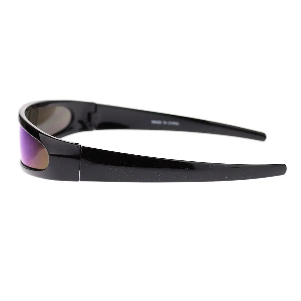 Futuristic Cyberpunk Cyclops Monolens Sunglasses - Robotic Mirror Lens Shades with UV400 Protection