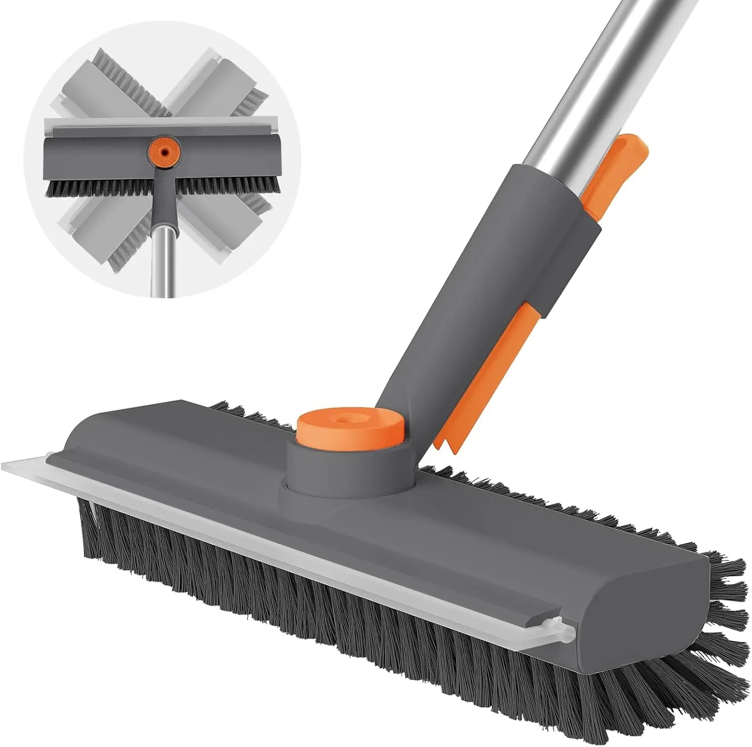 Floor Scrub Brush with Long Handle, cleaning brush,3 in 1 Scrape and Heavy-Duty Stiff Bristle Scrubber Brush for Cleaning Shower Bathroom, Patio, Garage, Kitchen, Wall and Deck,Christmas Gifts