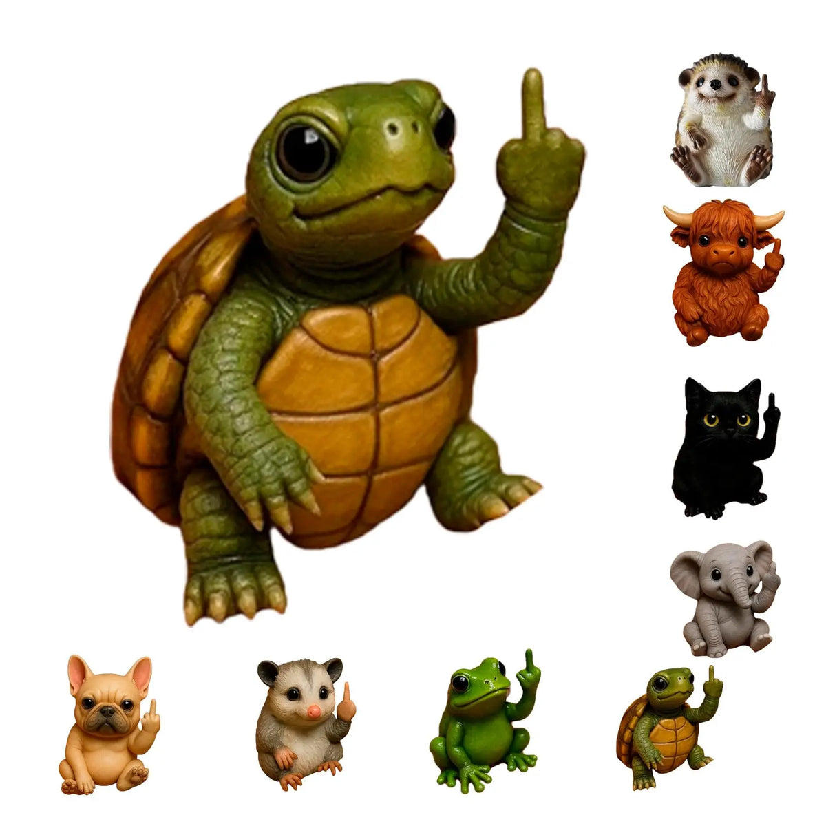 Fun Mini Middle Finger Animal Statue – Cute Resin Desktop & Car Decor Humor Gag Gift