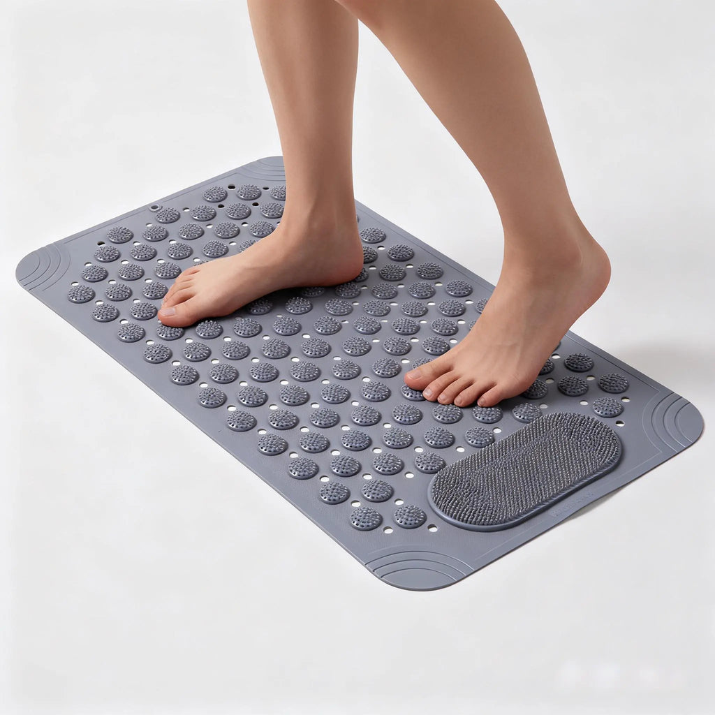Non-Slip Shower Mat with Foot Massage & Drain Holes, Suction Cup Bathtub Mat