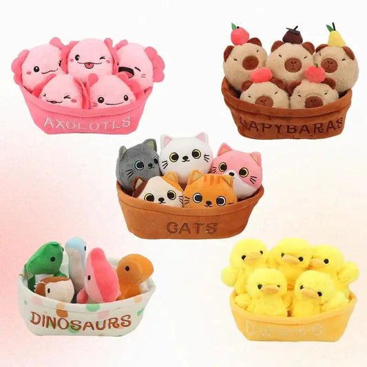 A Basket Of Happiness: 6-Piece Emotional Support Animal Mini Plush Set