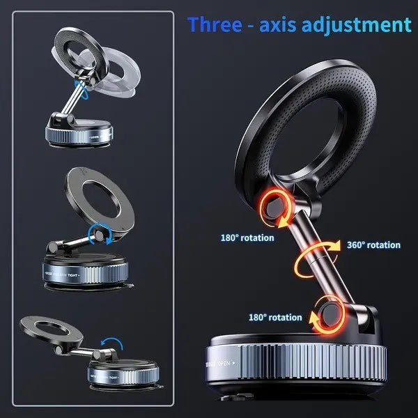 Universal Magnetic Phone Mount: Vacuum Suction & Foldable Design