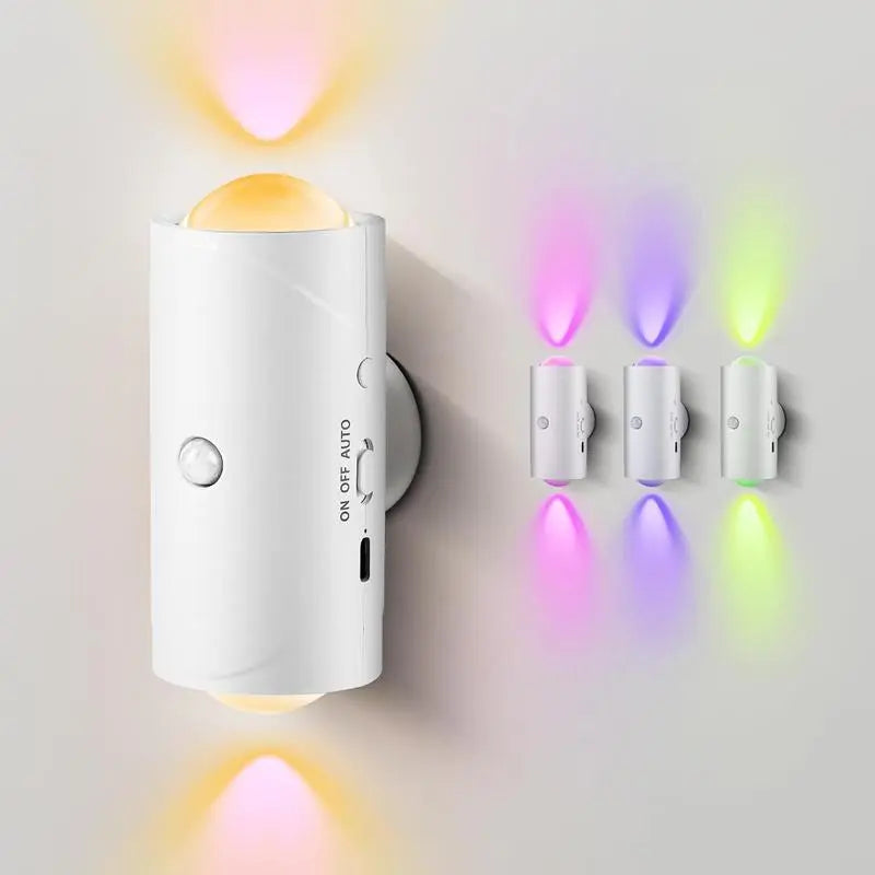Smart Rechargeable Motion Sensor LED Night Light – RGB Ambient Wall Lamp