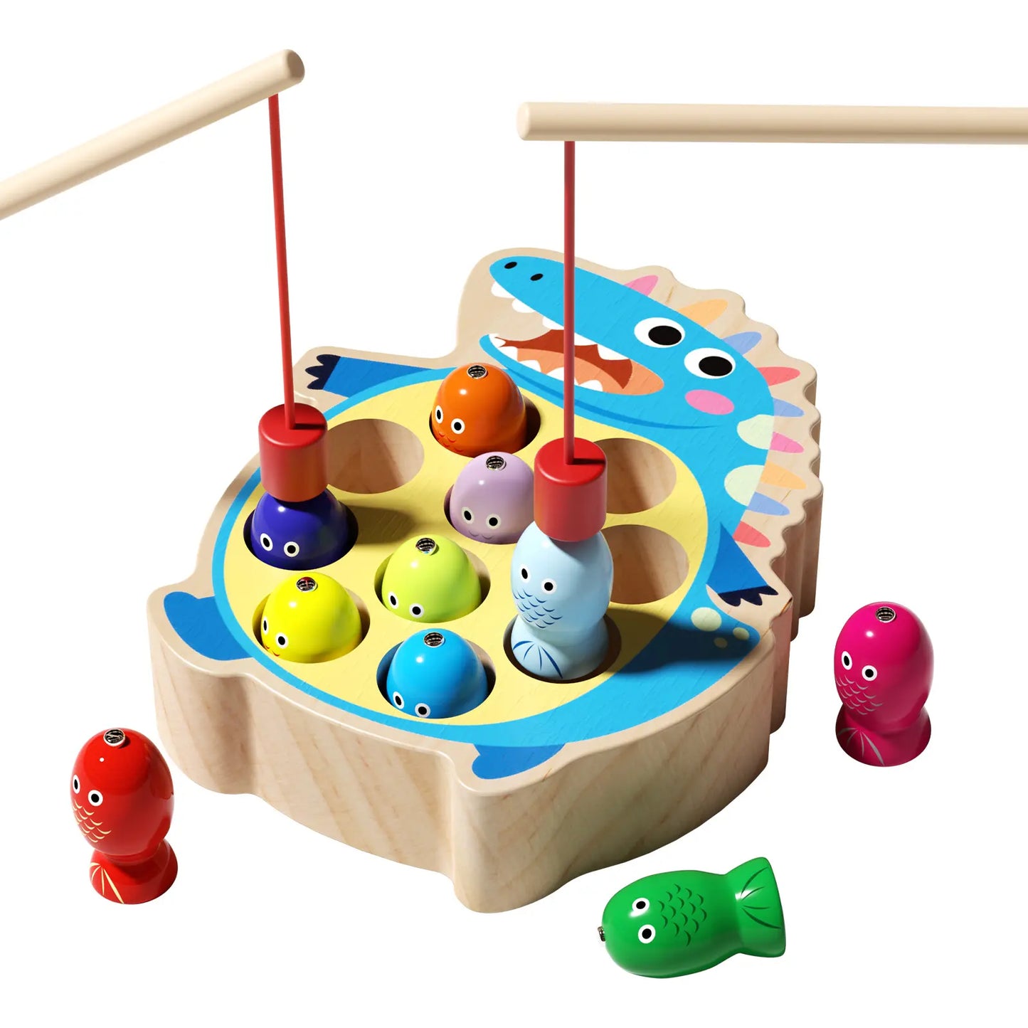 Magnetic Fishing Game Toy – Montessori Wooden Fine Motor Skills Activity Board for Toddlers