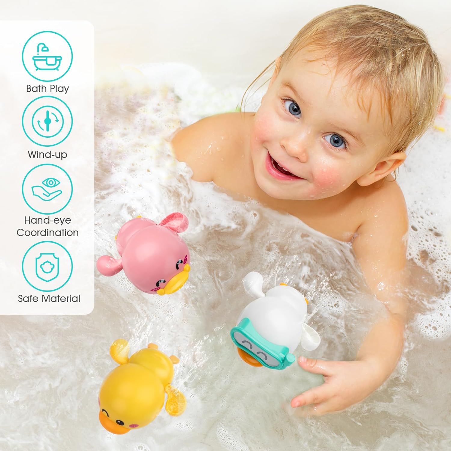 2 Pack Swimming Baby Bath Toys, Water Pool Floating Wind Up Toys Assorted Animal Model Set