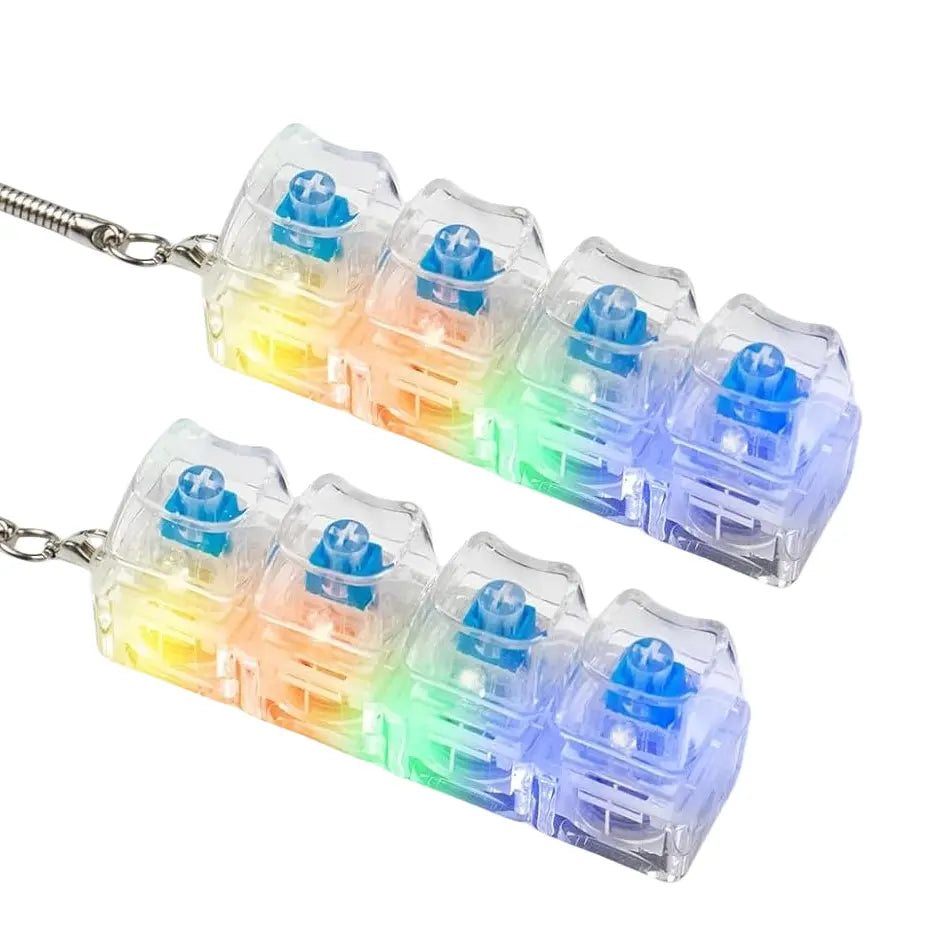 4-Key LED Mechanical Keyboard Clicker Keychain – RGB Light-Up Fidget Toy
