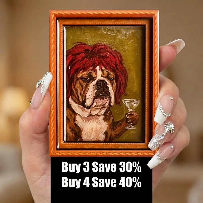 Funny Vintage Art Frame Fridge Magnets - Quirky Animal Portraits for Home & Office