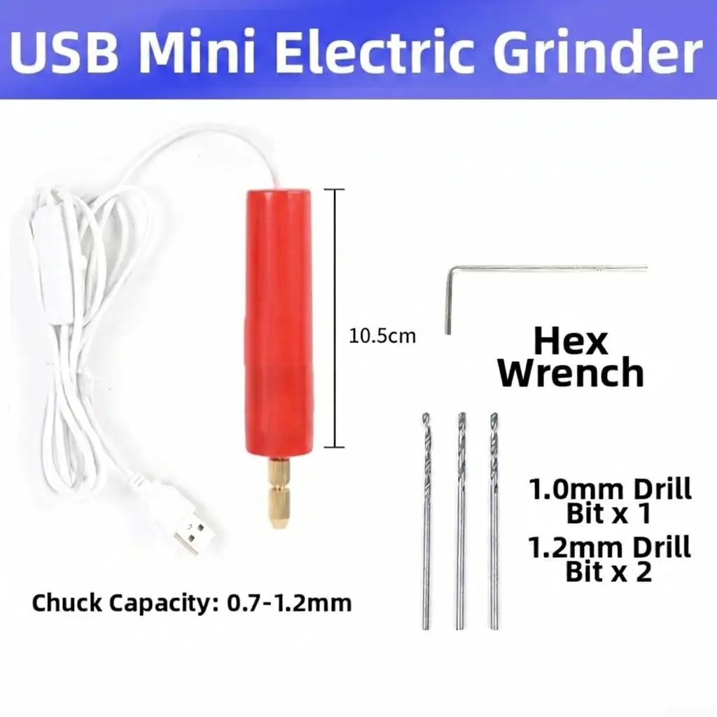 Mini Electric Hand Drill Kit – 0.7-1.2mm Precision Bits for Resin Jewelry Making