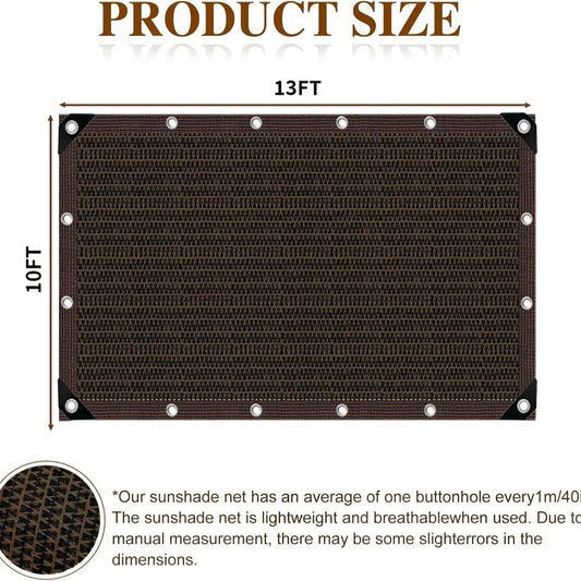 2Pcs 90% Blackout Cloth (Black) - 10 x 13ft UV-Resistant Shade Net with Reinforced Rivets, Suitable for Outdoor Adventures / Camping / Garden / Patio / Greenhouse.Mesh Shade Cloth，Easter gifts