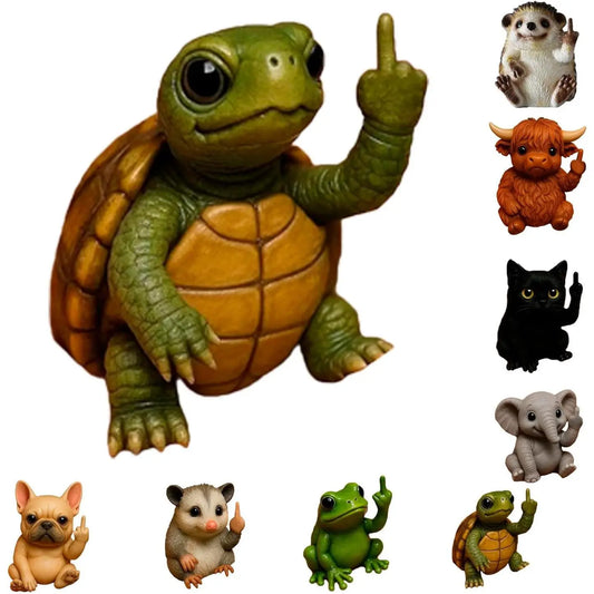 Funny Middle Finger Animal Statue for Desk Office and Car Decor