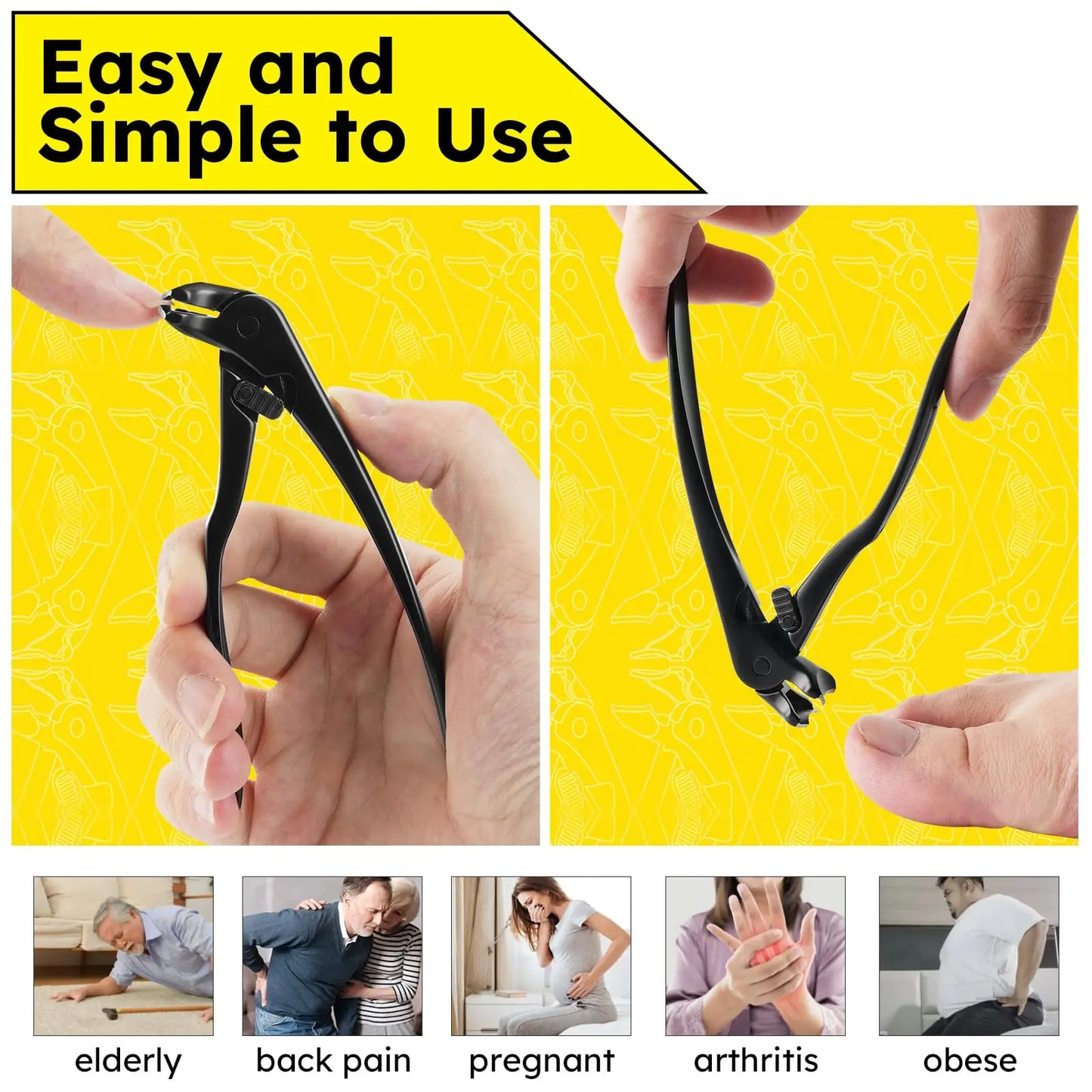 Metal Toenail Clippers for Adults, Long-Handled Curved Head with Catcher, Ultra-Sharp Heavy-Duty for Thick Nails