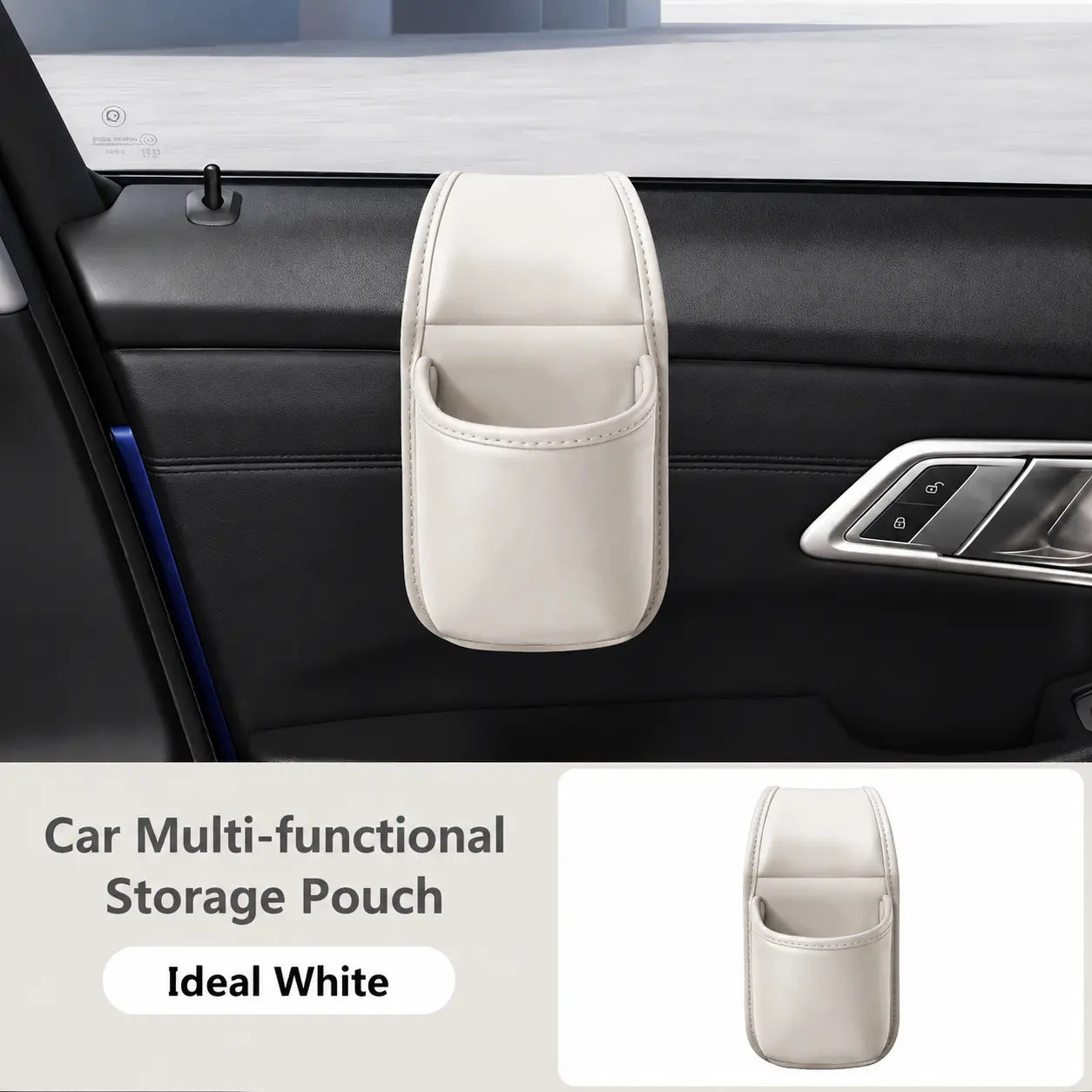 2-Layer Leather Car Door Pocket – Scratch-Proof & Residue-Free Storage Organizer