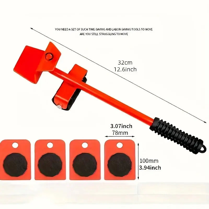 Furniture Moving Tool Set – 5PCS Heavy Duty Furniture Lifter & 360° Roller Sliders for Easy Moving