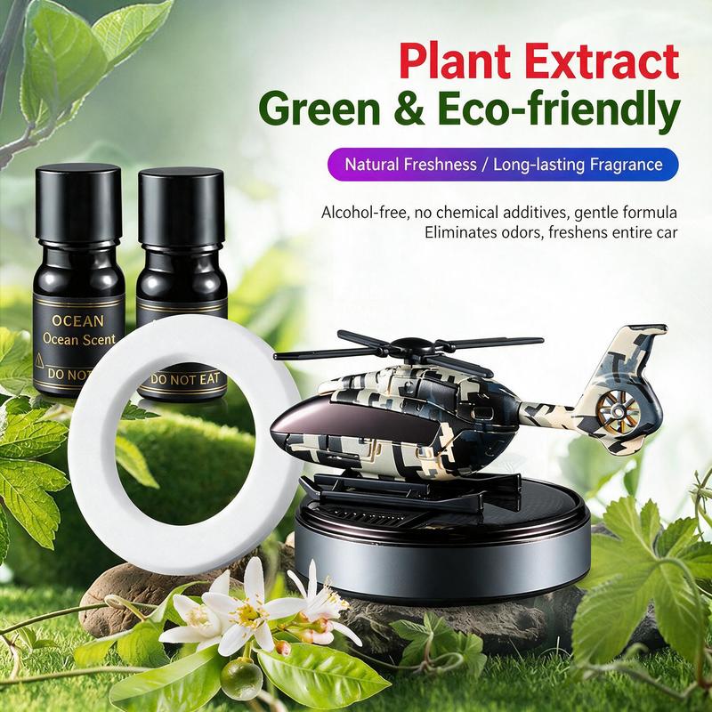 Solar-Powered Rotating Helicopter Aluminum Alloy Car Aromatherapy Diffuser