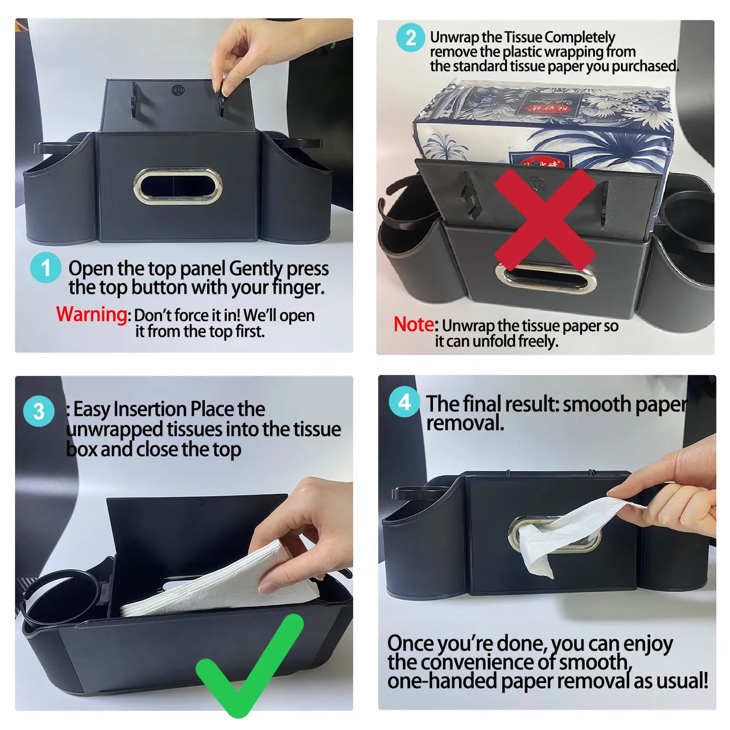 Multifunctional Car Seat Back Organizer: Storage Box with Tissue Holder, Dual Cup Holders & Bag Hooks