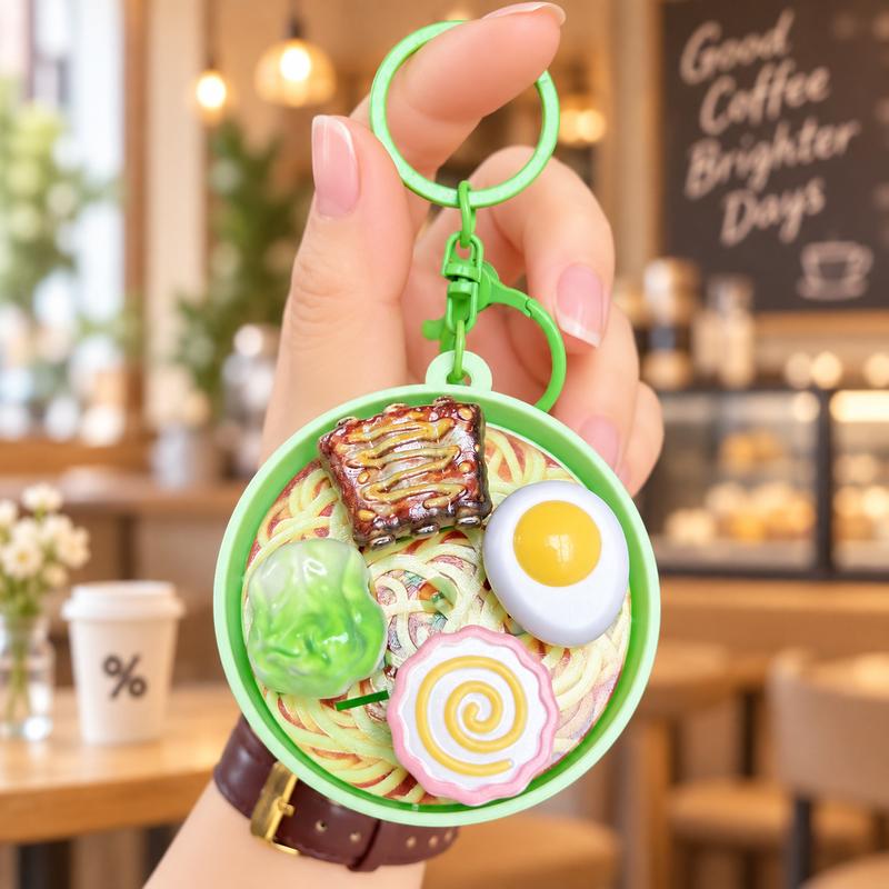 Cute Ramen Noodle Bowl Pressable Spinning Fidget Toy Keychain – Novelty Bag Charm