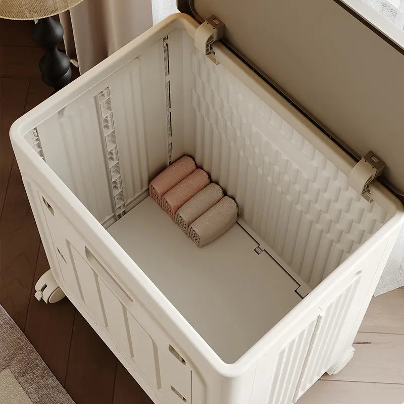 Rolling Laundry Basket with Lid, Portable Ventilated Hamper on Wheels