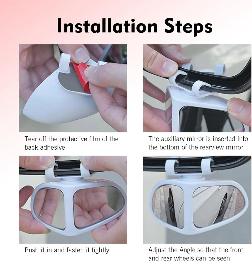 360° Rotatable Dual-Lens Blind Spot Mirror – Real Glass Rearview Auxiliary Mirror for Safe Reversing