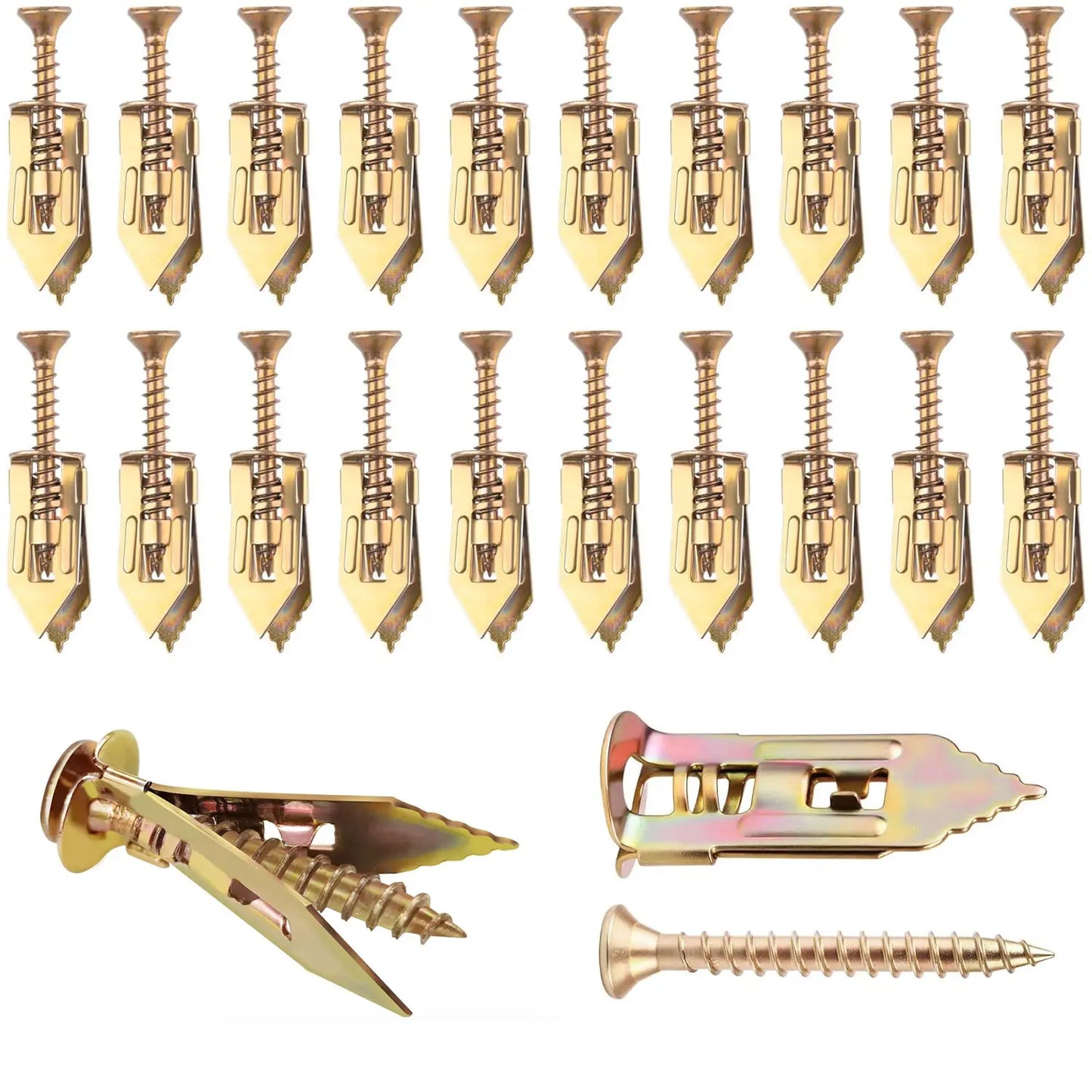 50PCS Self-Drilling Drywall Anchors Kit – Carbon Steel Expansion Bolts & Screws Set