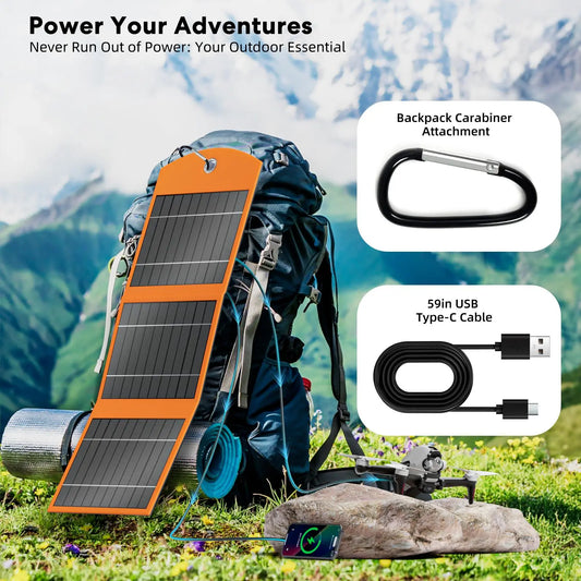 30W Foldable Solar Charger Power Bank – 10000mAh Portable Solar Panel with USB-C Fast Charging for Camping & Hiking