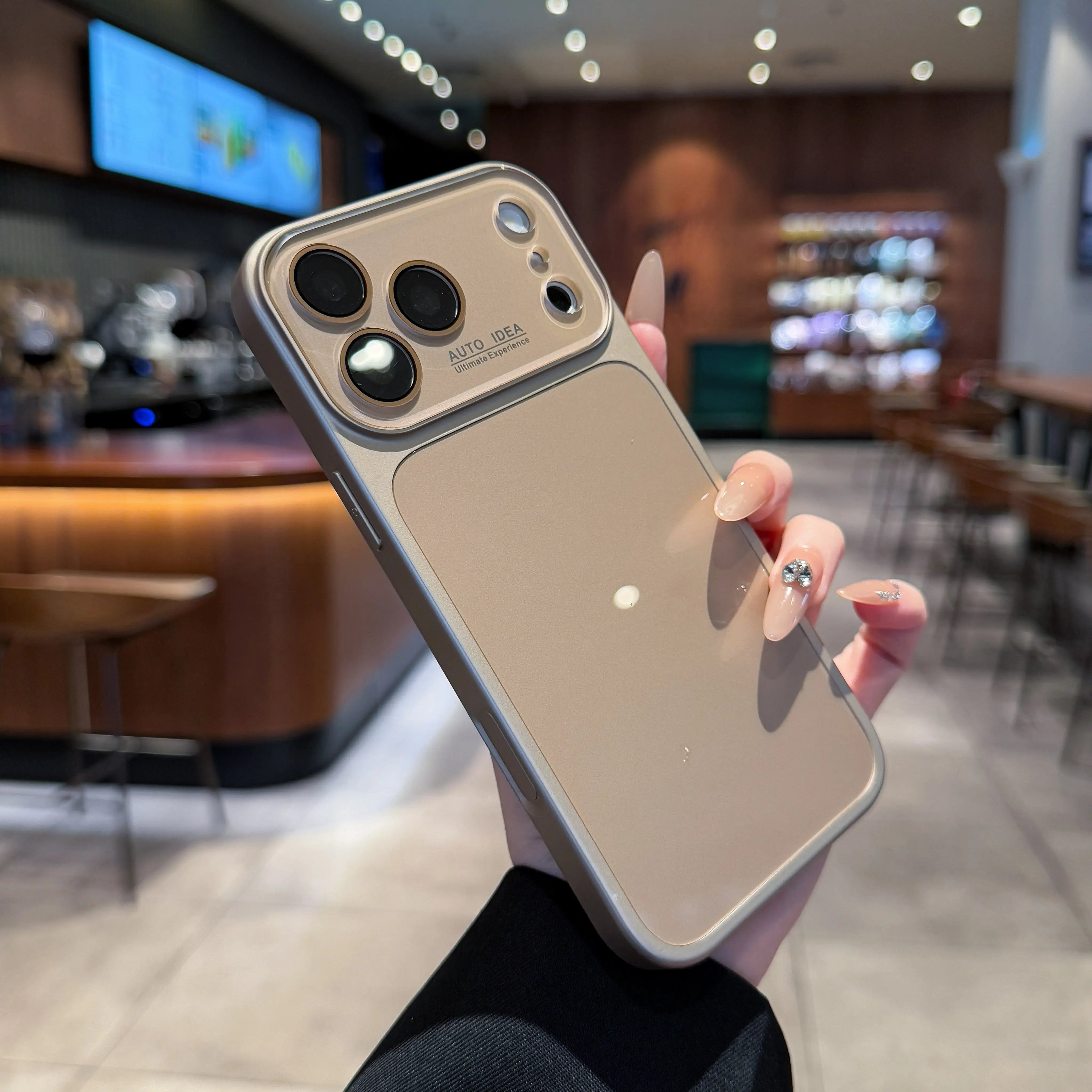 Funda de Teléfono de Cristal Color Caramelo Dopamina – Protección de Lente en Contraste Cubierta Anticaída para iPhone 17 Pro Max