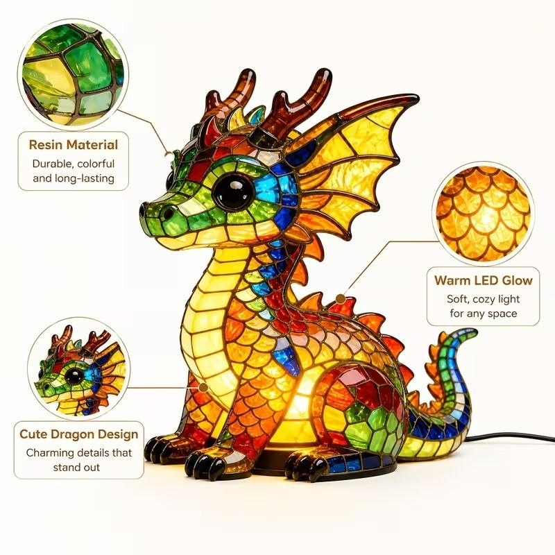 LED Lucky Dragon Resin Night Light – USB Ambiance Desk Lamp