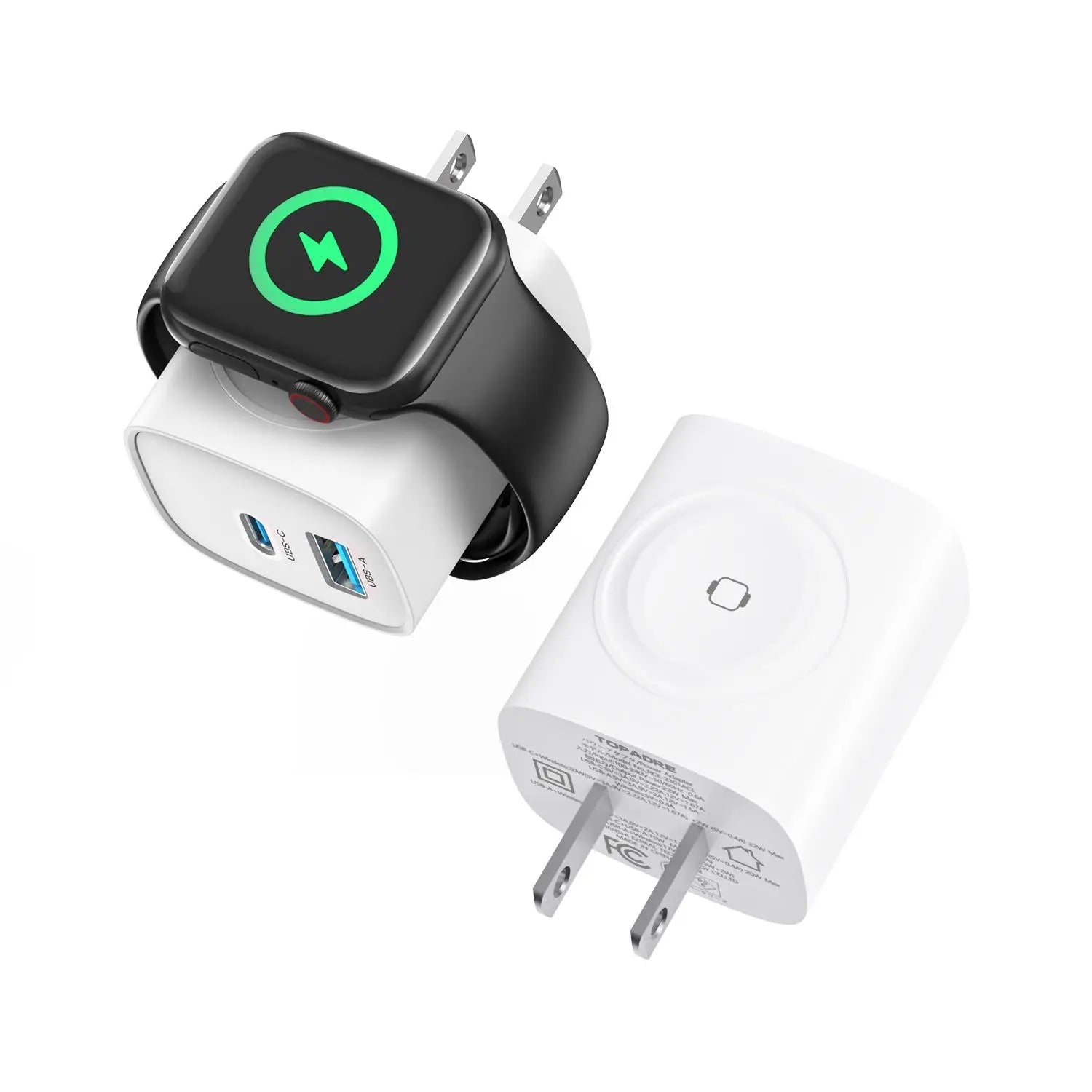 TOPADRE 3-in-1 Magnetic Wireless Cordless PD USB-C Wall Charger Block - 20W Fast Charging, Includes Cable, Compatible with iWatch Ultra/9/8/7/6, iPhone 17/17 Pro/16/16 Pro/15 Series, Electronic Cellphone