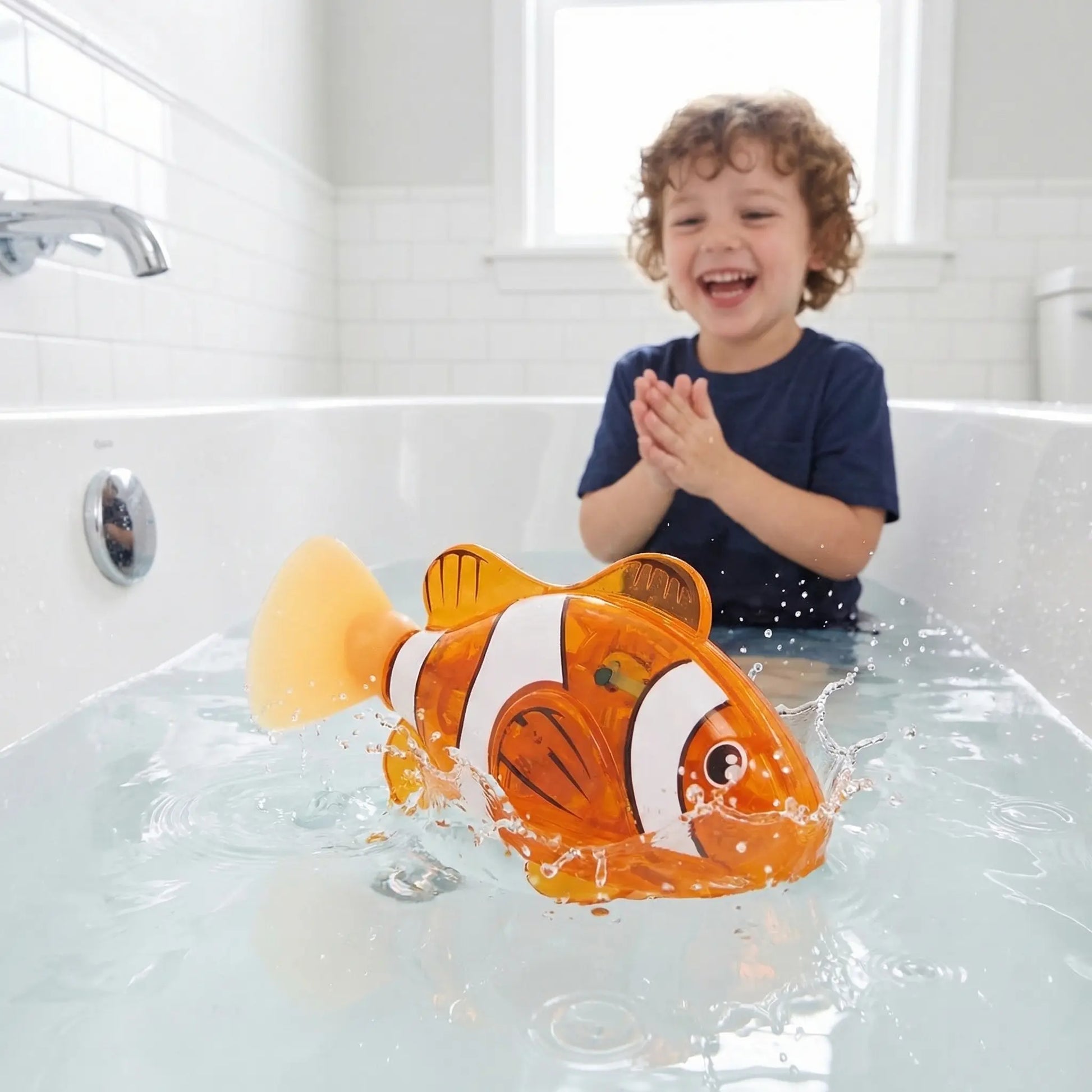 Electronic Pet Fish Bath Toy, 4pcs/set Induction Activated LED Light Up Swimming Fish, Waterproof Interactive Robot Clown Fish Toy with Slow Swaying Movement for Baby Toddlers Bath Time