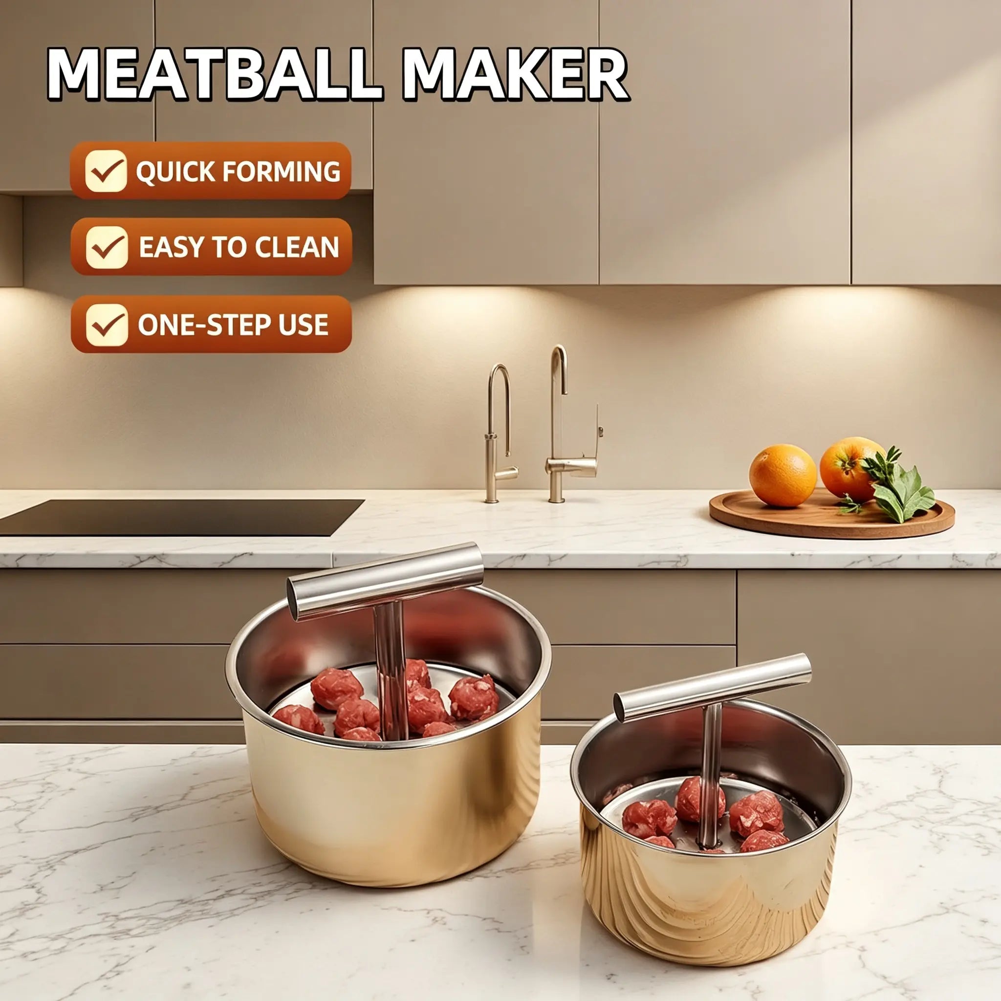 Upgrade Manual Stainless Steel Meatball Maker Mold (6/12 Ball) – Non-Stick Home Kitchen Cooking Tool