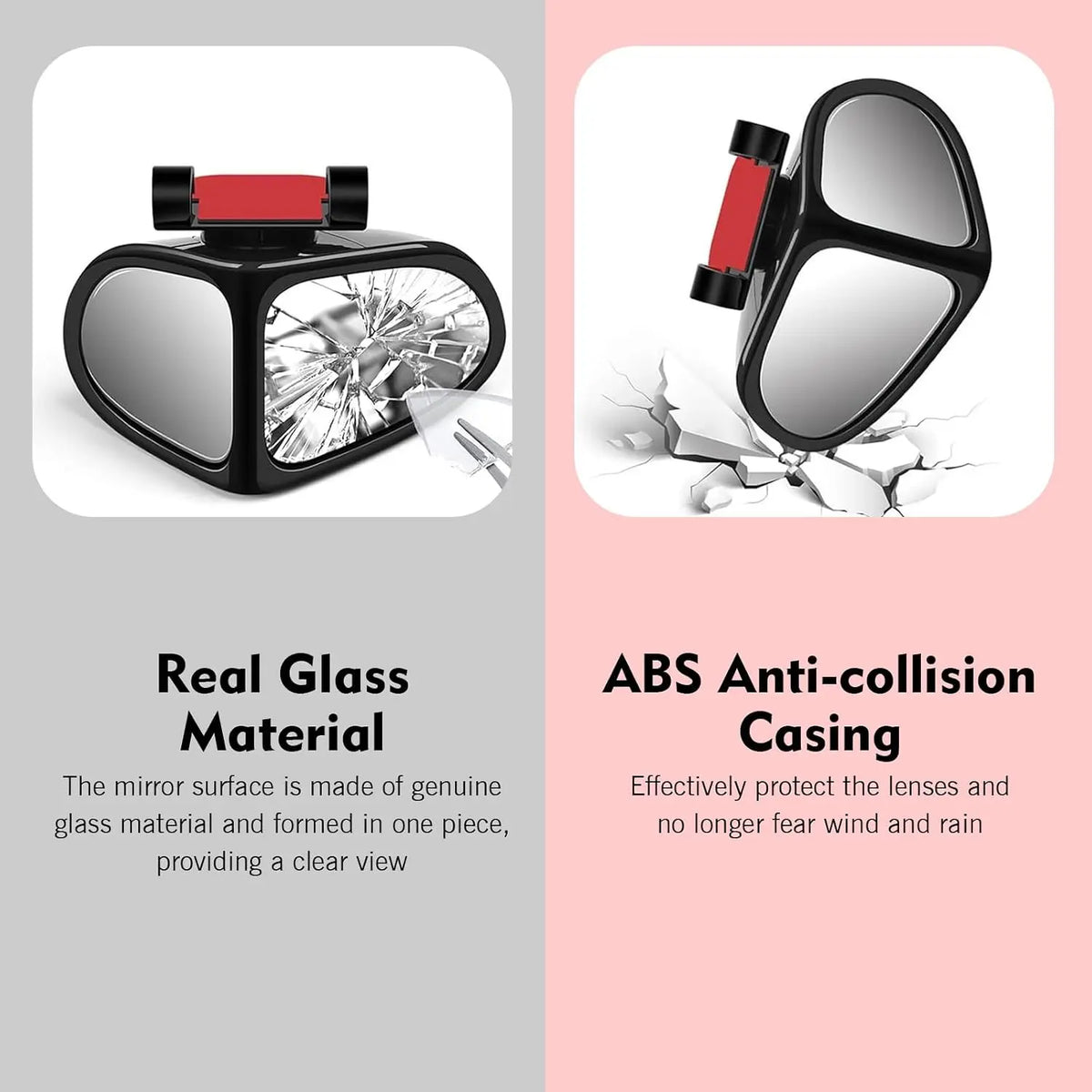 360° Rotatable Dual-Lens Blind Spot Mirror – Real Glass Rearview Auxiliary Mirror for Safe Reversing