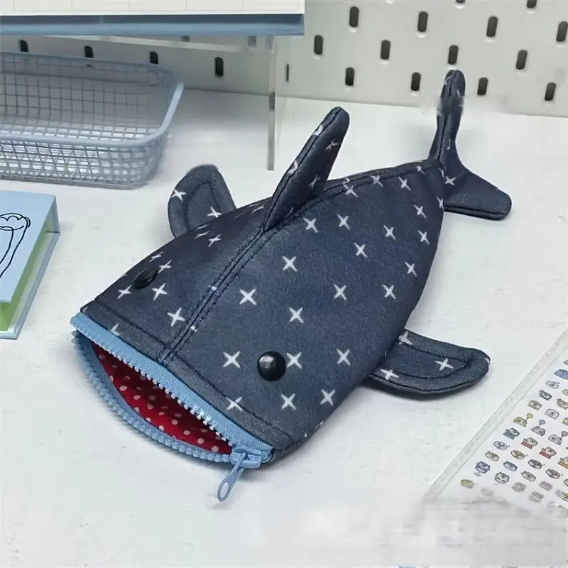 Cute Shark Pencil Case | Animal Shape Zipper Pencil Bag for Kids & Students