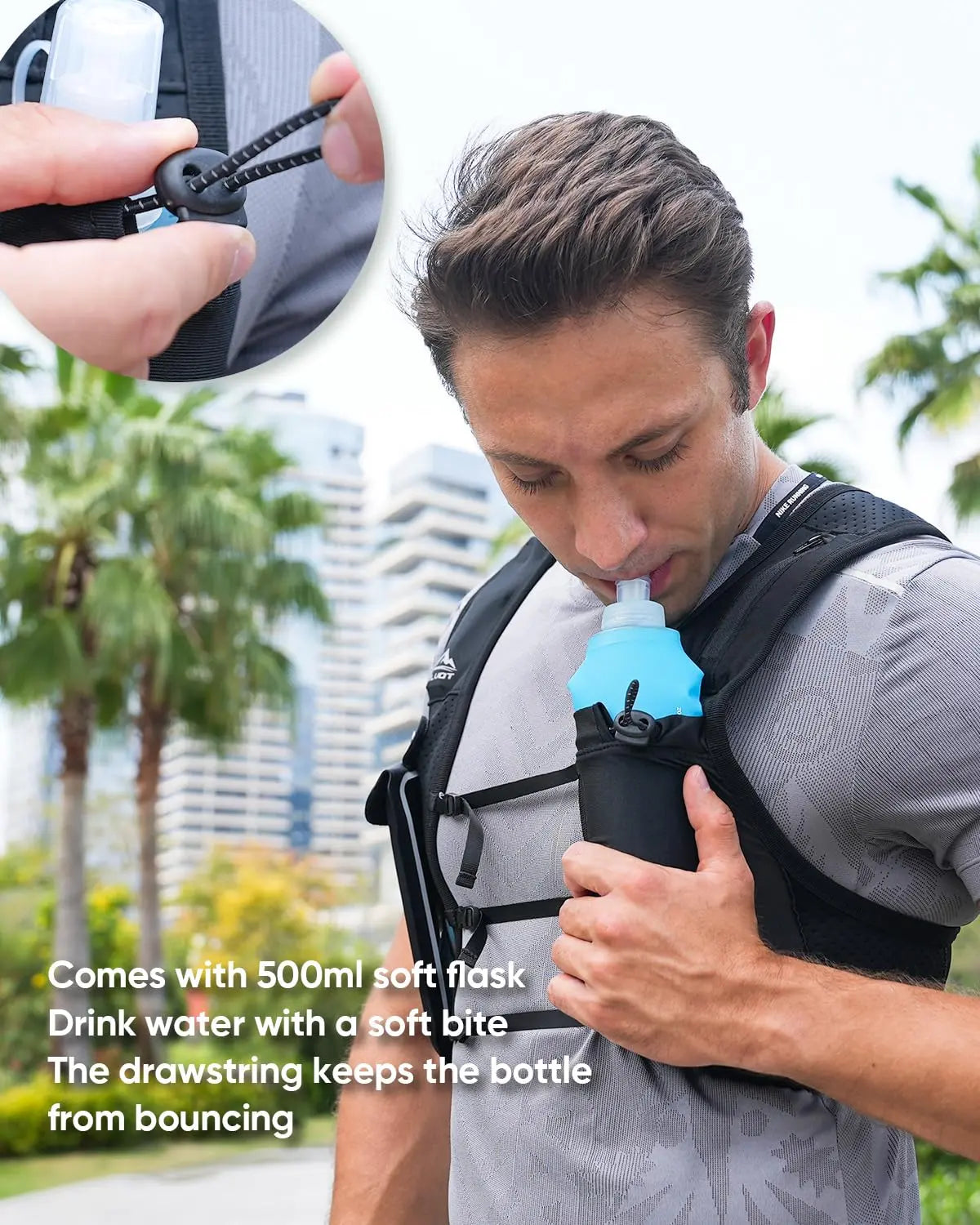 Running Hydration Vest with 500ml Soft Flask – Lightweight Trail Running Backpack