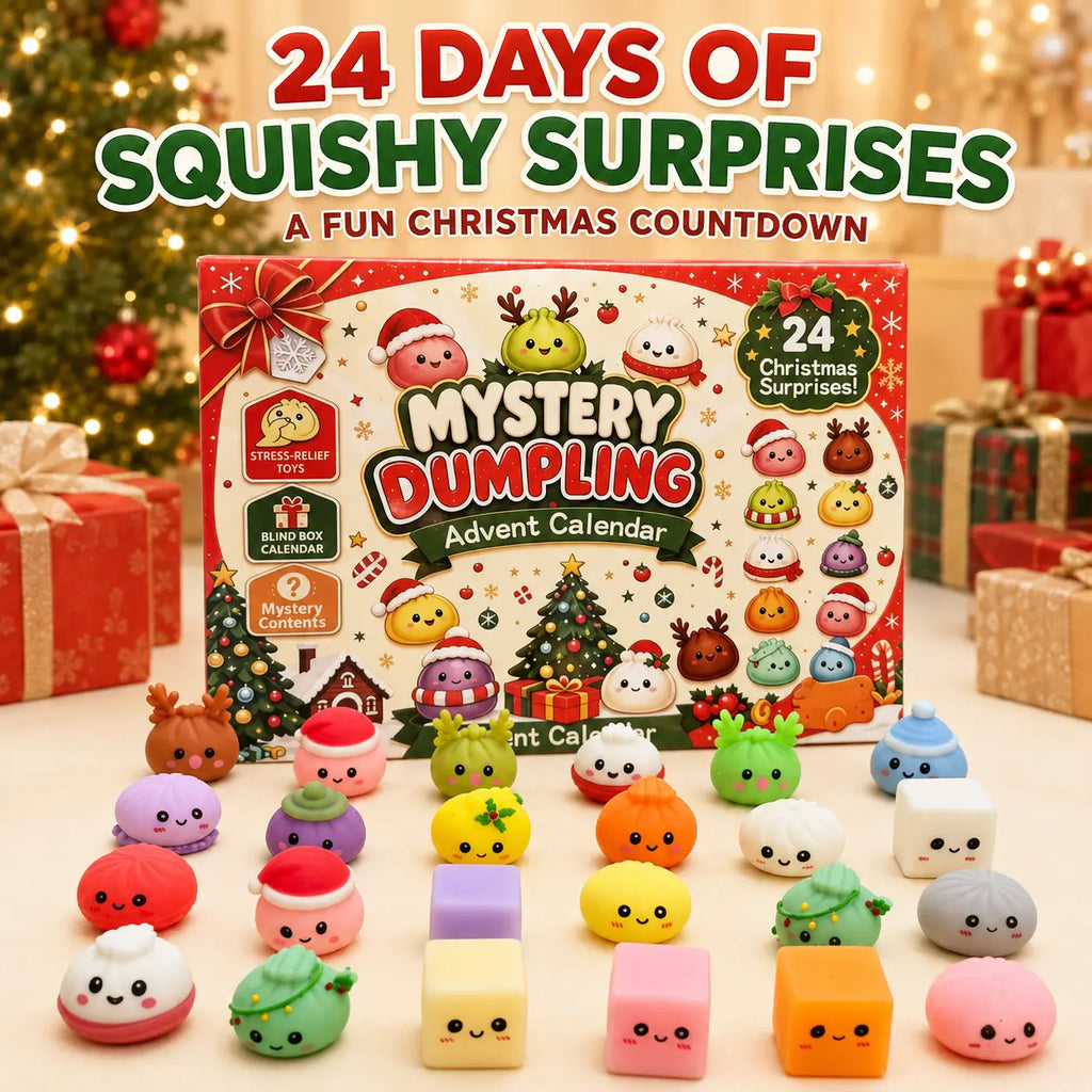 Christmas Mini Squishies Advent Calendar 2026 – 24-Day Dumpling & Glitter Toy Countdown Gift for Kids