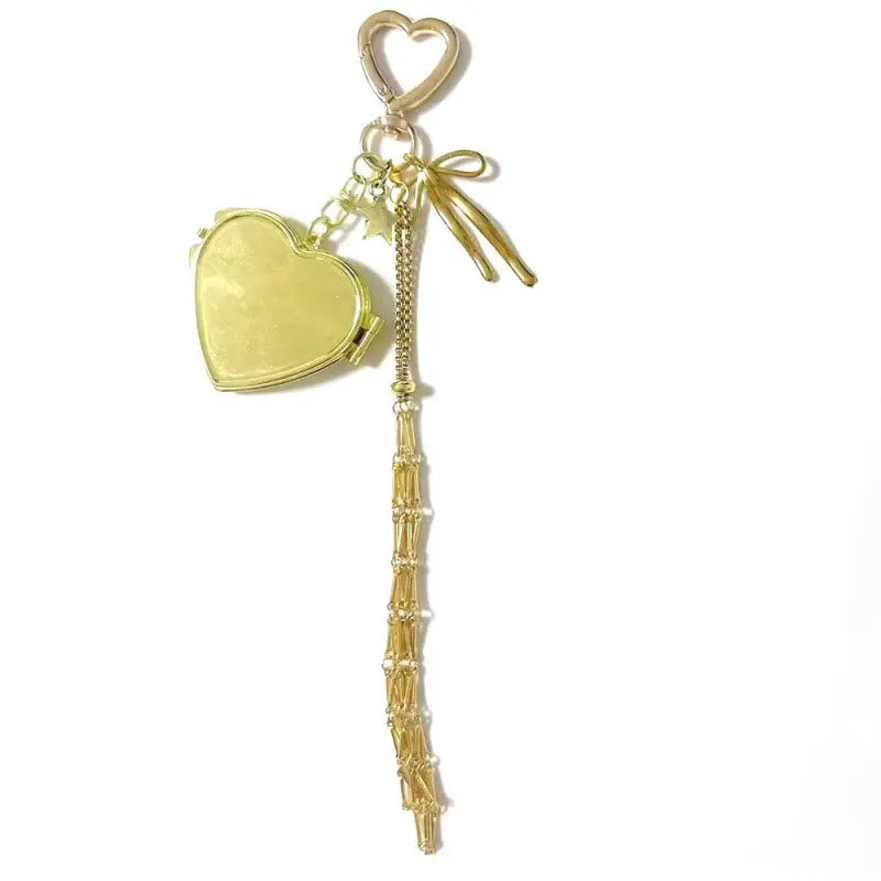 Y2K Pink & Silver Metal Lipstick Holder Keychain with Mirror