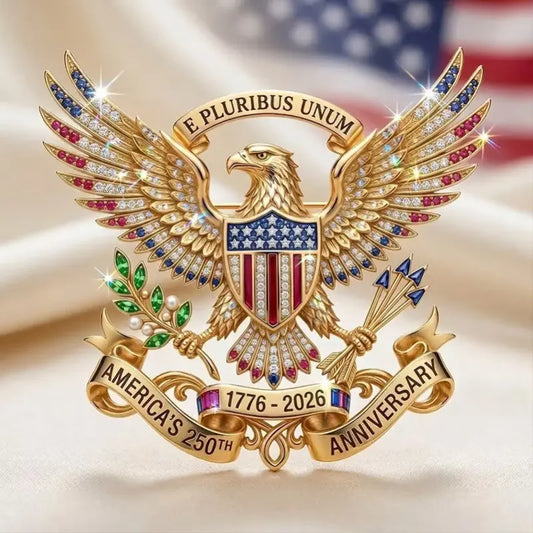 USA 250th Anniversary Eagle Rhinestone Brooch Pin, Patriotic Metal Lapel Pin Collectible Gift (1776–2026)