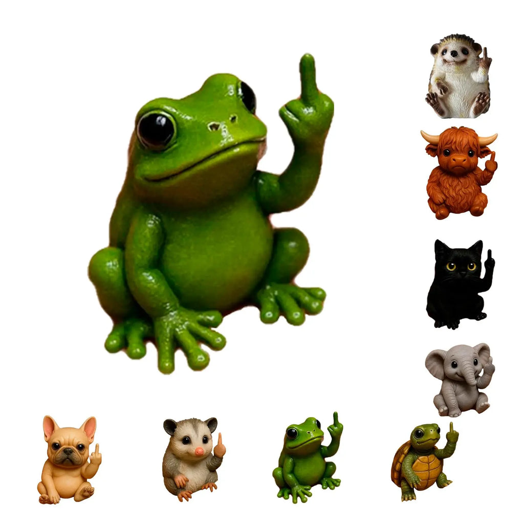 Fun Mini Middle Finger Animal Statue – Cute Resin Desktop & Car Decor Humor Gag Gift