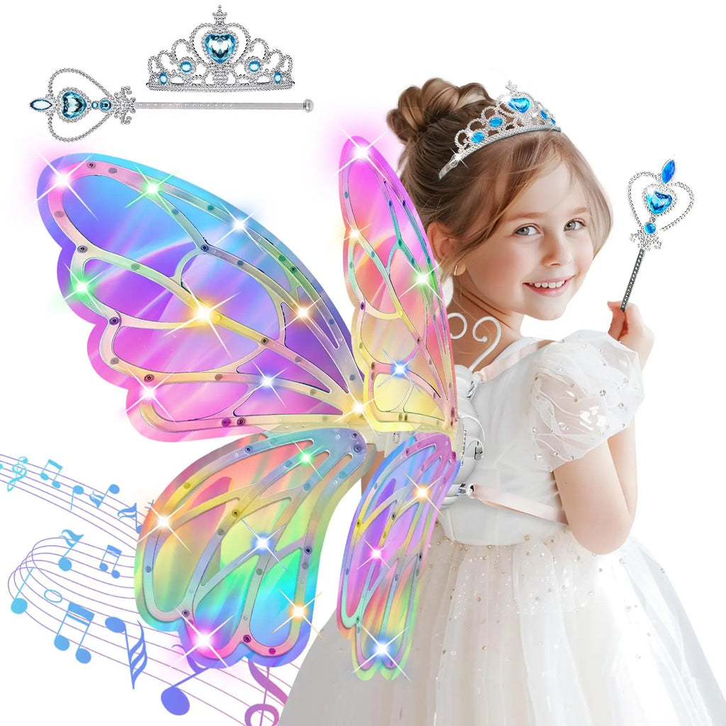 Glowing Fairy Butterfly Wings for Kids – Light-Up Dress-Up Toy for Halloween & Christmas Gift