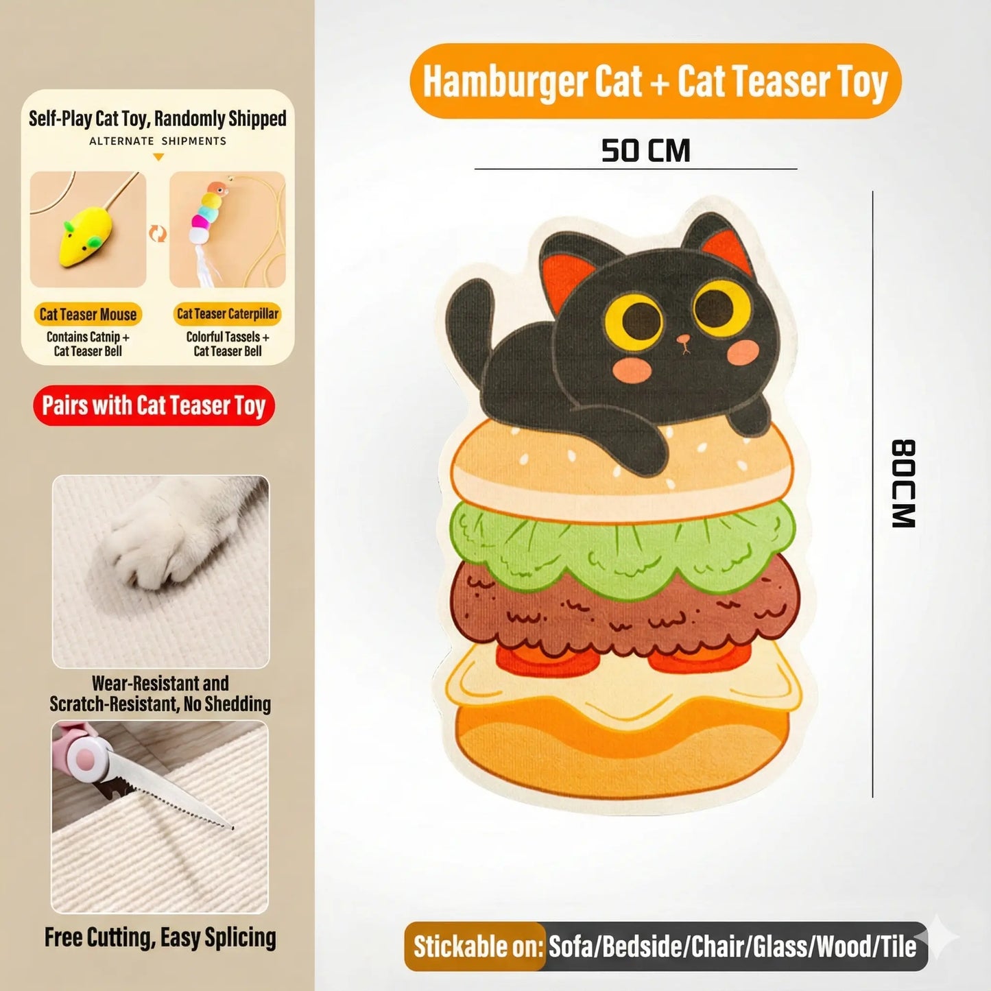 SmartWell Self-Adhesive Cat Scratcher Mat, 5D Woven Wall & Furniture Protector