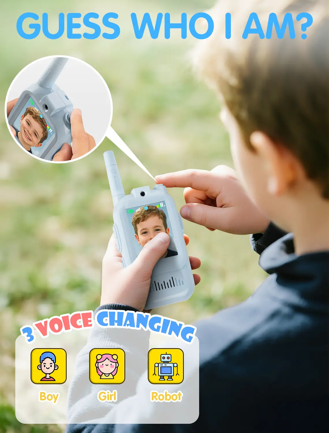 Children's Video Walkie-Talkies with Camera, Two-Way Real-Time HD Screen Walkie-Talkie Toys, Long-Range Smart Walkie-Talkie Set, Ideal for Outdoor Adventures, Camping, and Hiking, Great for Birthday Gifts, (Pink/Blue/Purple)