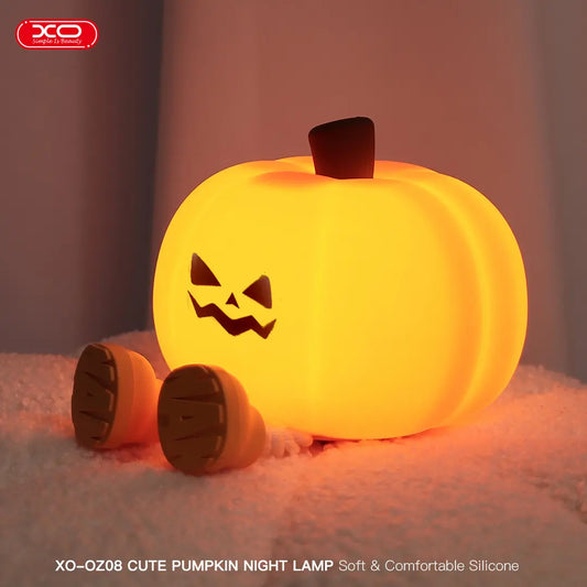Halloween Pumpkin Lamp, Home Decoration Nights Light, Mini Cute LED Pumpkin Lamp with 3 Level Dimmable, Nursery Nightlight for Kids, Silicone Rechargeable Bedside Touch Lamp, for Kids