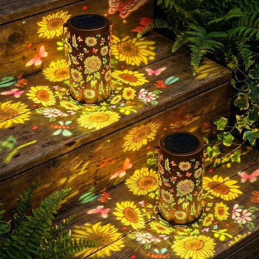 Colorful Solar Lanterns Outdoor Waterproof, Garden Decor Gifts for Women Mom Grandma - LED Colorful Sunflower Solar Powered Lights Metal Hanging Lantern for Outside Garden Patio Yard Lawn Porch Decor