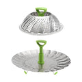 Stainless Steel Folding Vegetable Steamer Basket with Extendable Handle for Pots