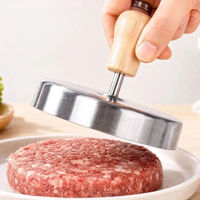Stainless Steel Burger Press – Non-Stick Patty Maker Mold & Metal Smasher Tool