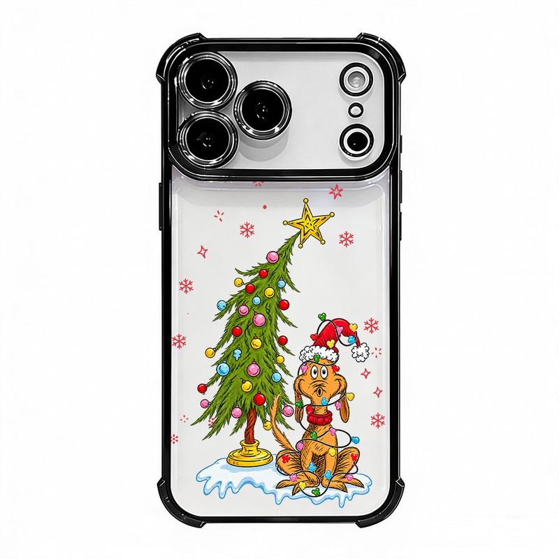 Funny Christmas Puppy Tree Lights Clear TPU Case for iPhone