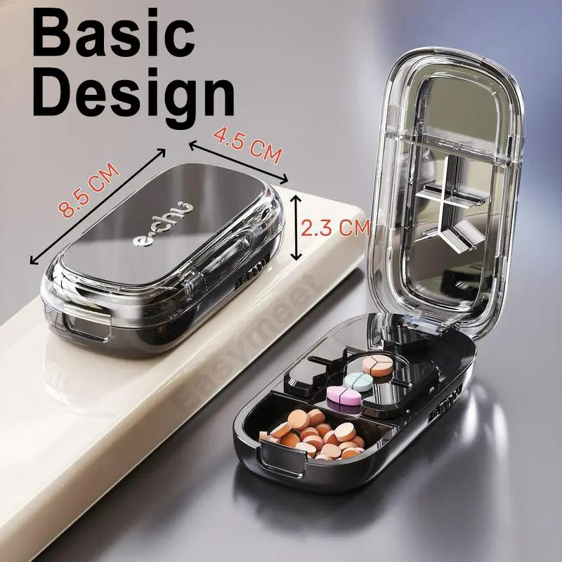 3-in-1 Compact Splitter Pill Dispenser – Portable ABS-PC Healthcare Case for All Tablet Sizes