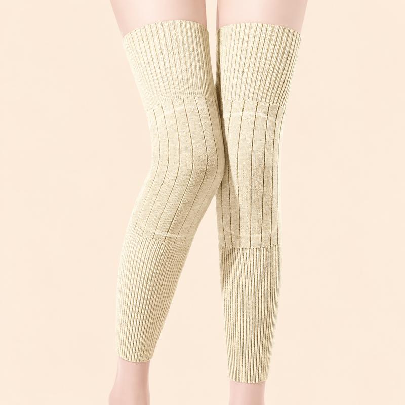 Thick Wool-Lined Thermal Long Knee Compression Sleeves – Non-Slip Winter Joint Support