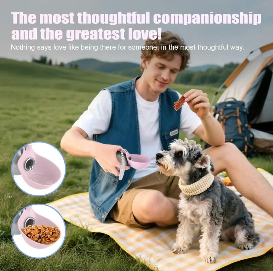 Portable Dog Water Bottle with Foldable Bowl – Spill-Free Pet Travel Hydration Dispenser