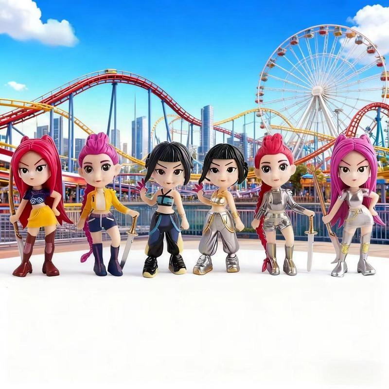 6-Piece KPop Figurine Set – Anime Model Toy Decorations, perfect for home collections and office desk display.