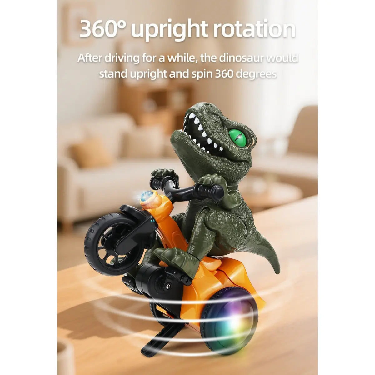 Electric Dino Tricycle Stunt Toy Interactive Musical Toy with Rotating Light Sensor Toy Kids Birthday Gift