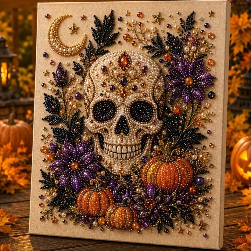 Kit de arte DIY de fantasmas de Halloween con perlas – Regalo de manualidades 3D espeluznante y bonito para la decoración del hogar en otoño